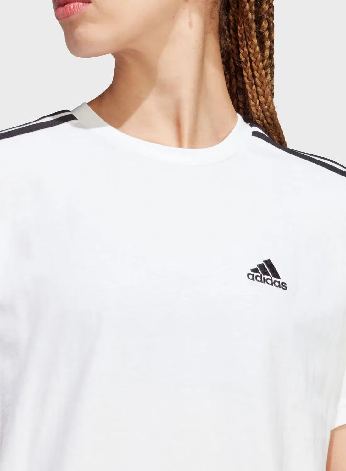 Кроп-топ с принтом 3-Stripes Essentials Adidas, белый — фото 4