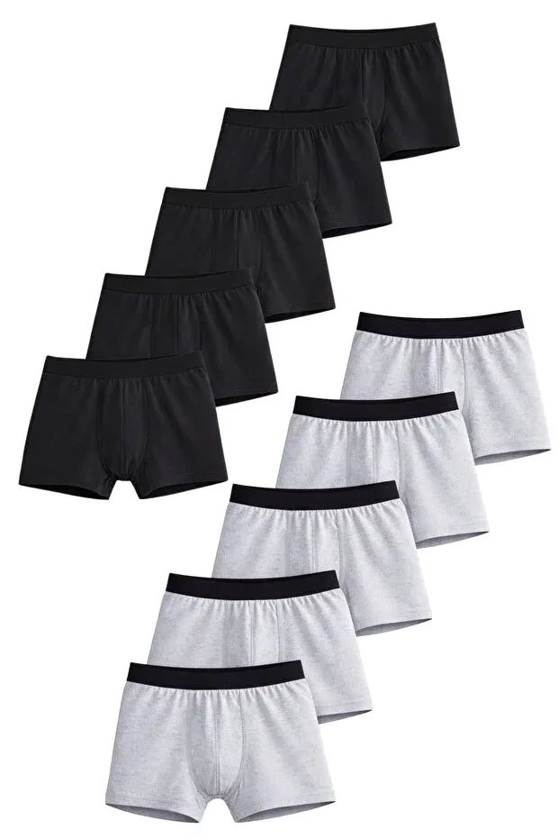 Детские боксеры для мальчиков хлопковые 10 шт Basics Freemen, Black-Gray — фото 2