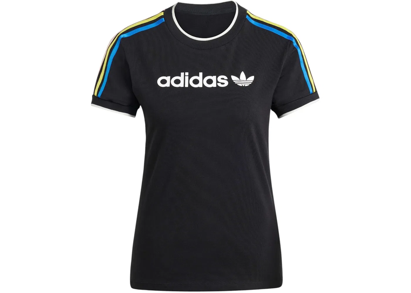 Женская футболка с принтом Linear Logo 3-Stripes Adidas, черный
