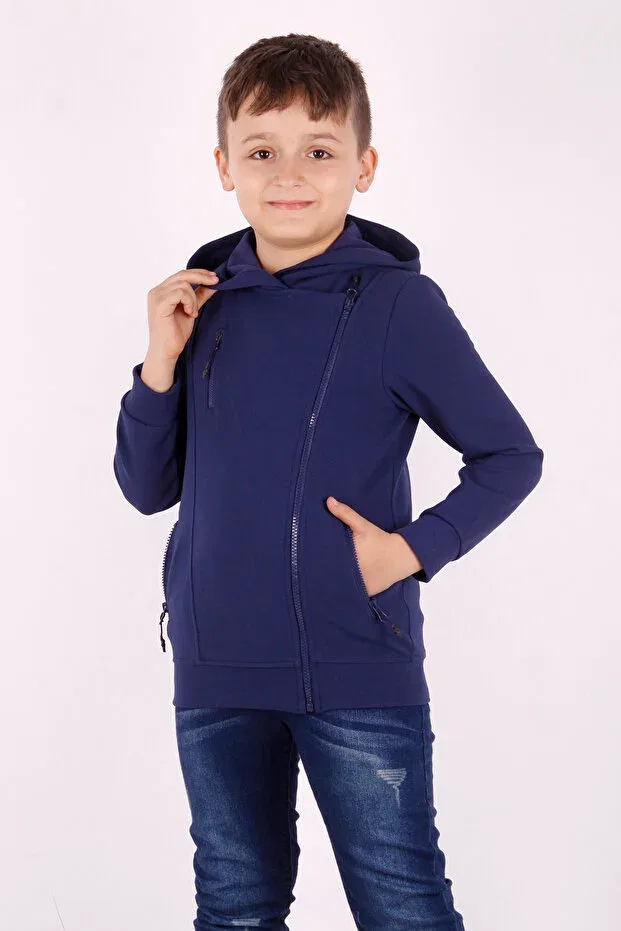 Детский кардиган на молнии с асимметричным кроем Toontoy, Navy Blue