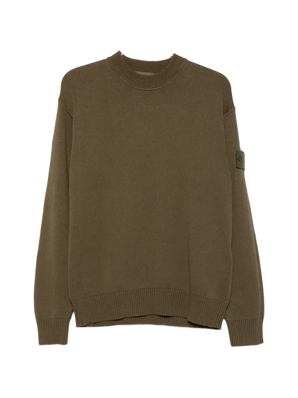Свитер с круглым вырезом и нашивкой-логотипом Stone Island, зеленый