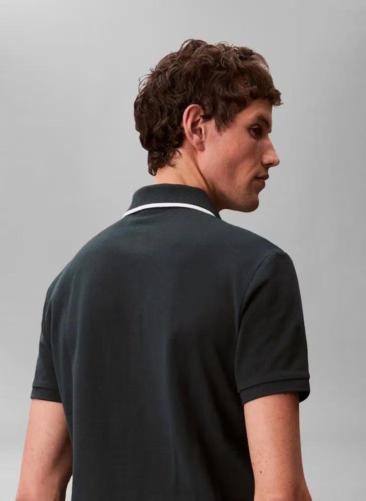 Поло с застежкой-молнией хлопковое Calvin Klein, темно-синий — фото 4