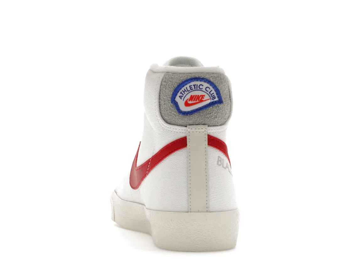 Детские кроссовки с кожаным верхом Nike Blazer Mid '77, White Light Smoke Grey Phantom Gym Red — фото 4