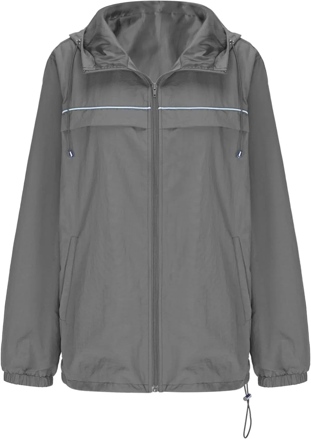 Мужская непромокаемая ветровка с капюшоном, молнией, Regular Fit, Windbreaker, серый — фото 4