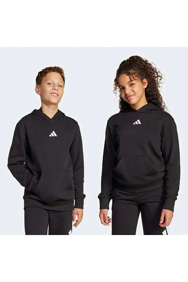 Детское худи для девочек с капюшоном Essentials kids black sweatshirt Adidas, Black