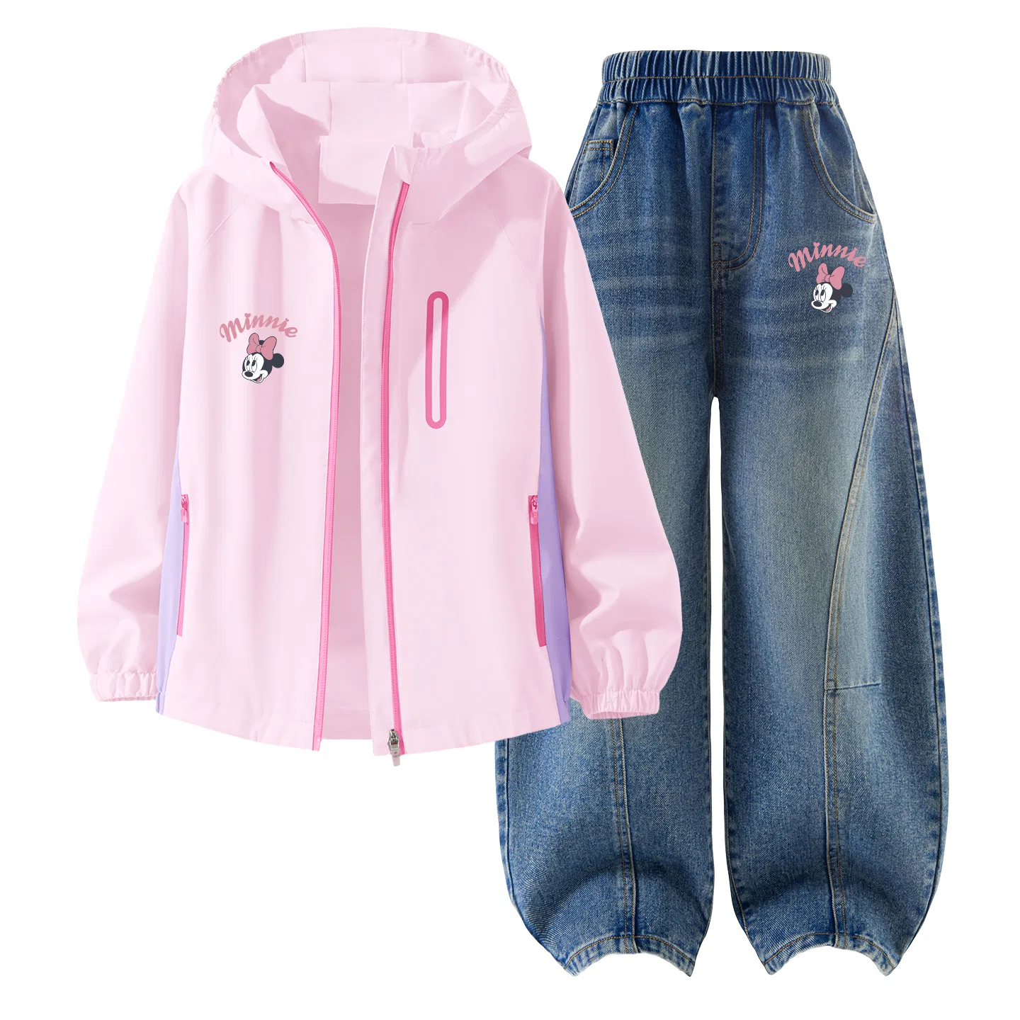 Детский спортивный комплект с капюшоном Silicone Lift Eye K Disney, Silicone Lift Eye K_Left Light Baby Pink+Lift Eye K Denim Blue