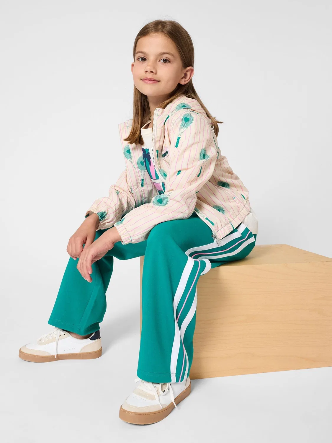 Джоггеры Kids Around Green Wide Leg с полосками, зеленый