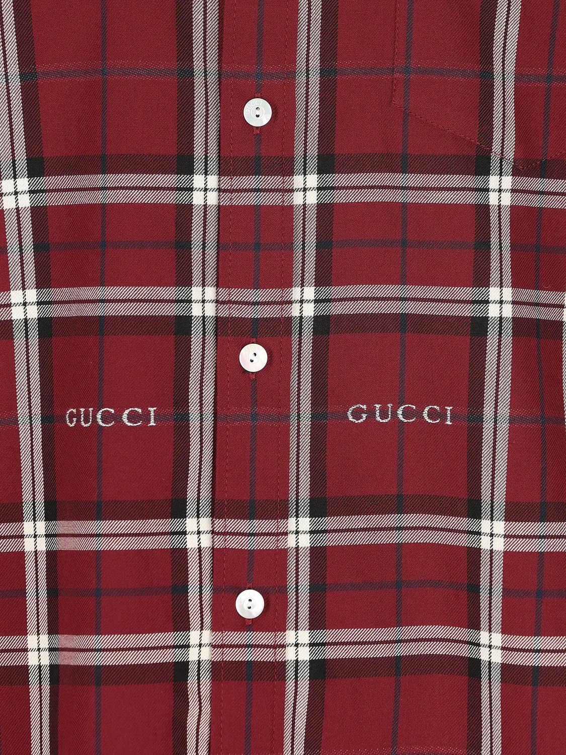 Рубашка тартановая красная Gucci, красный — фото 2