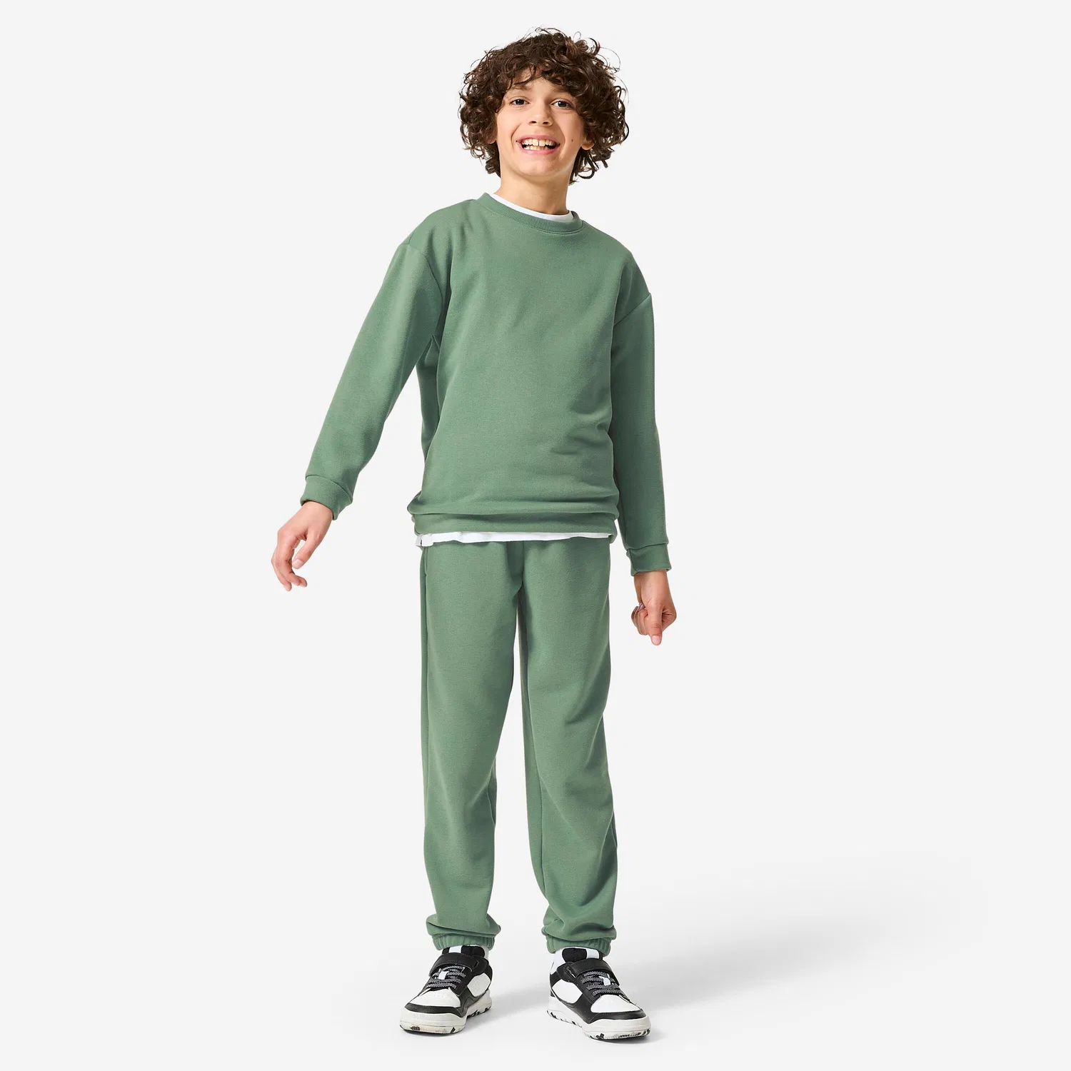 Детский спортивный костюм из футера Trainingsanzug Kinder French Terry atmungsaktiv - grun Decathlon, Цвет Eukalyptusgrun