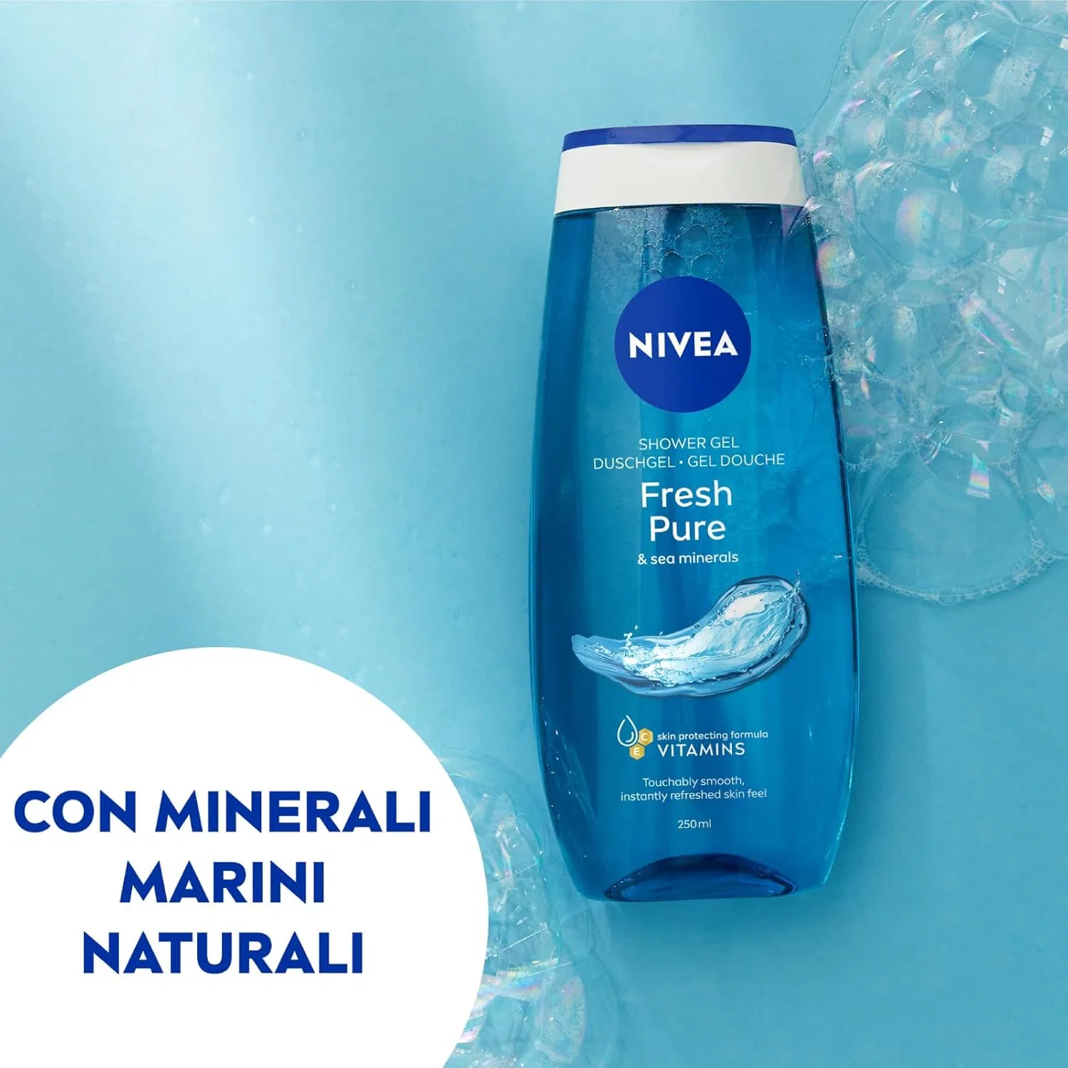 Гель для душа освежающий, NIVEA Fresh Pure, набор 5 бутылок по 250 мл, Fresh — фото 3