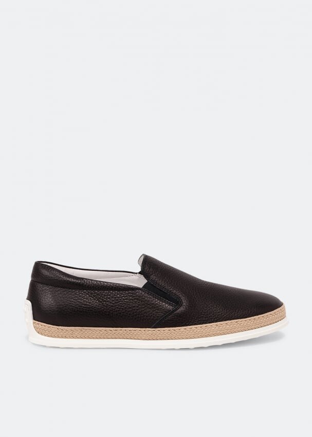 

Лоферы TOD'S Leather slip-on loafers, черный