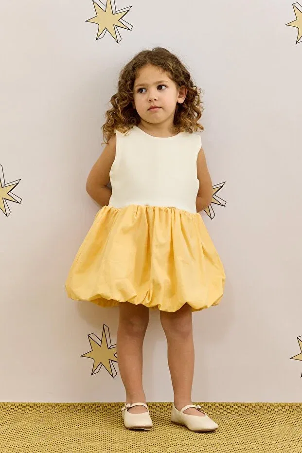 Детское платье для девочек хлопковое Fahhar Kids, Yellow — фото 3