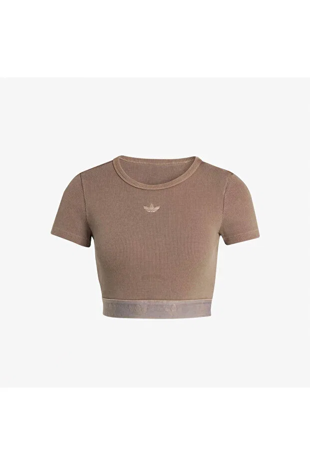 Женская хлопковая футболка с коротким рукавом Adidas, Brown — фото 4
