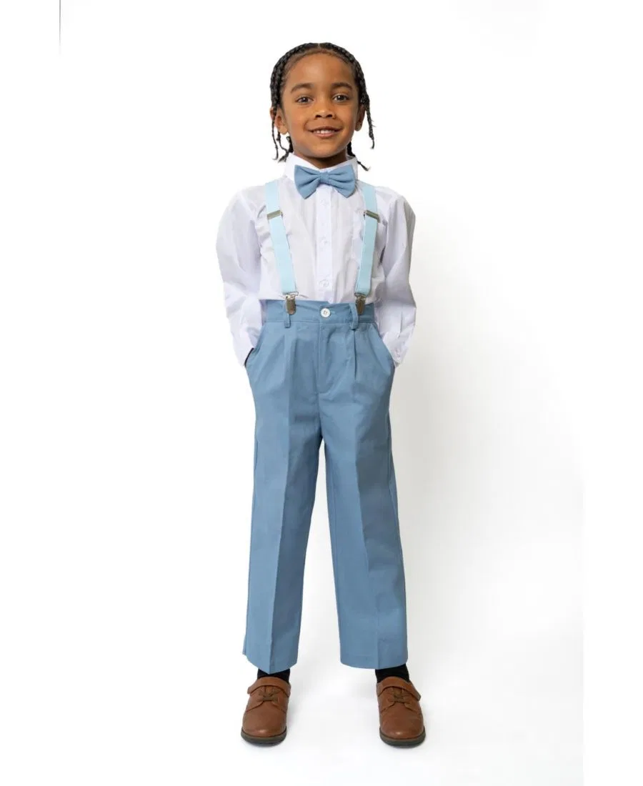 Детский костюм-четверка Barn Safari из льна Peanut Butter Collection, Powder Blue — фото 3