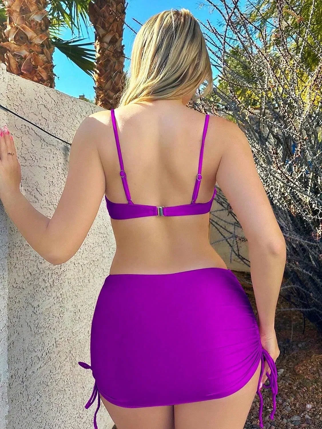 Женский бикини-комплект с завышенной талией и юбкой Violet Purple