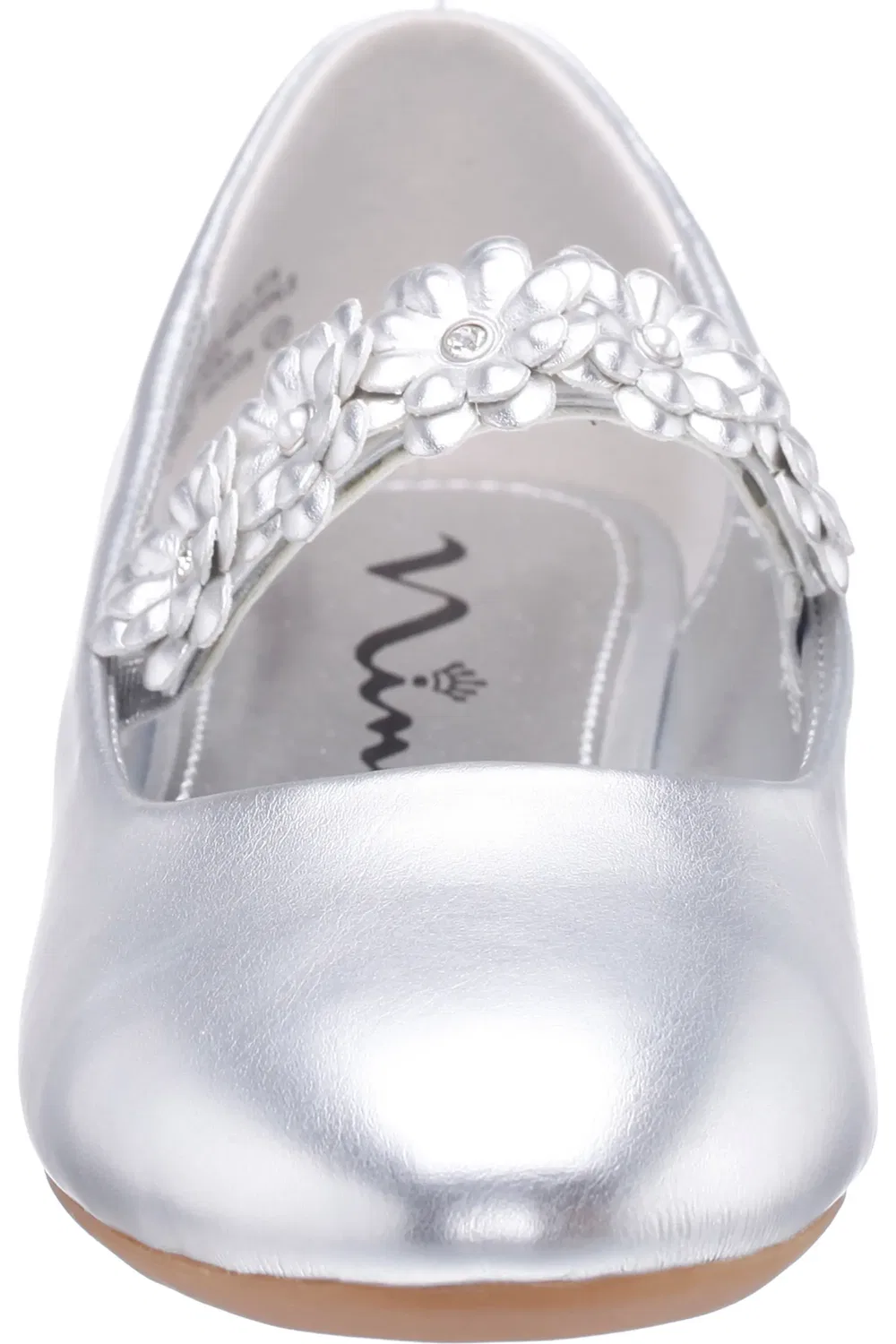 Детские балетки с цветочными аппликациями на ремешке Rozy Nina, Silver Metallic — фото 4