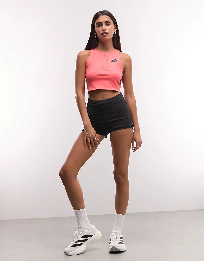 Укороченный топ Adidas Running Adizero на молнии, кораллово-розовый — фото 3
