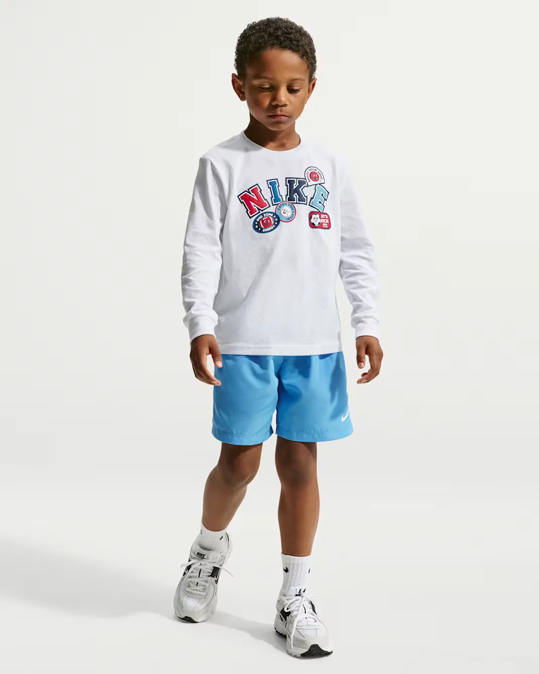 Детская футболка с длинными рукавами и графическим принтом Nike, White — фото 4