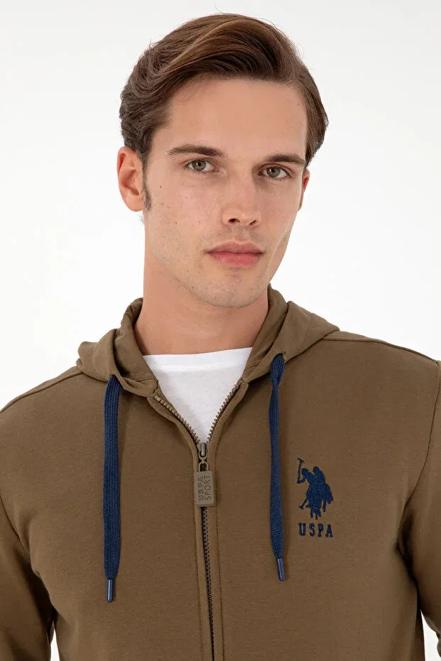 Мужской кардиган с длинным рукавом Basics U.S. Polo Assn., Khaki — фото 2