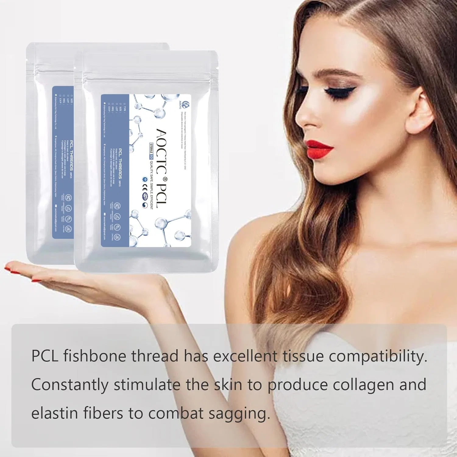 Pcl-филлерные нити для лица и тела, 20 шт, AOCTC, 18G 100мм — фото 4