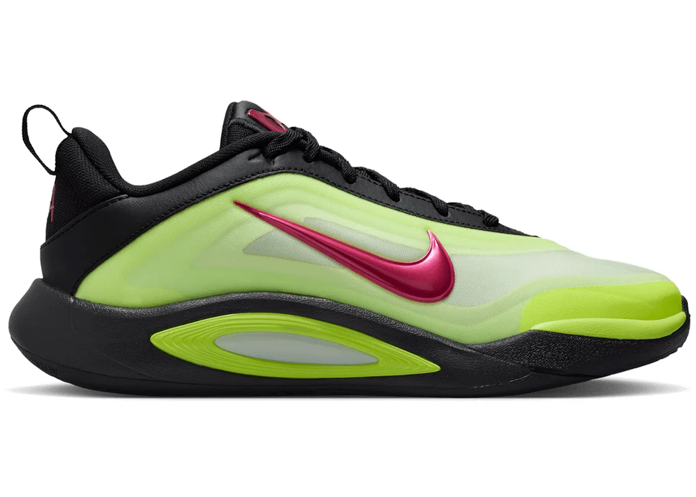 Детские кроссовки для девочек с принтом Nike A'Ja Wilson A'One Nike, Color: Black/Hyper Pink/Volt/Volt Glow