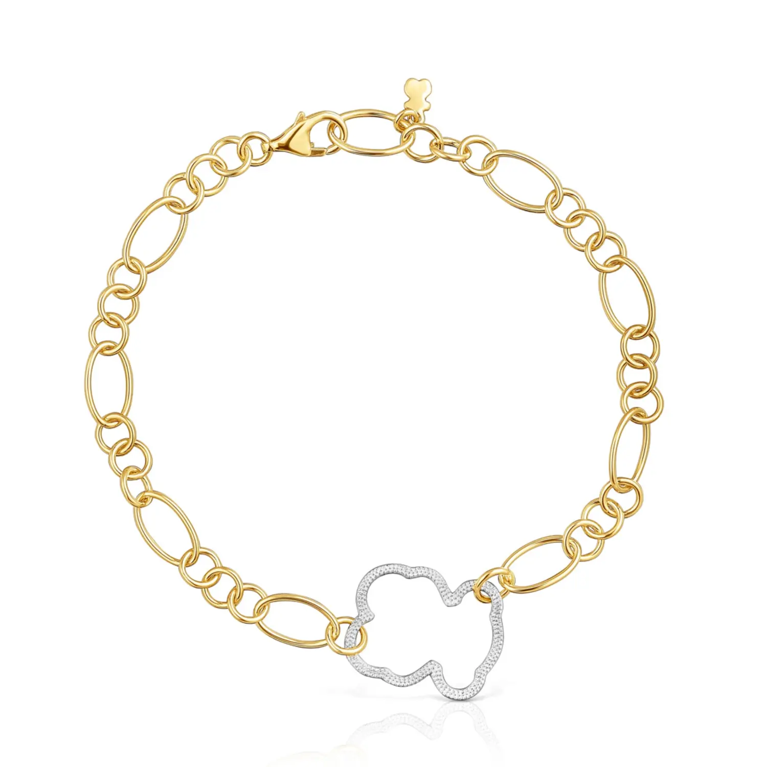 

Браслет Tous New Silueta Two-tone Bear Chain, позолоченное серебро/серебро
