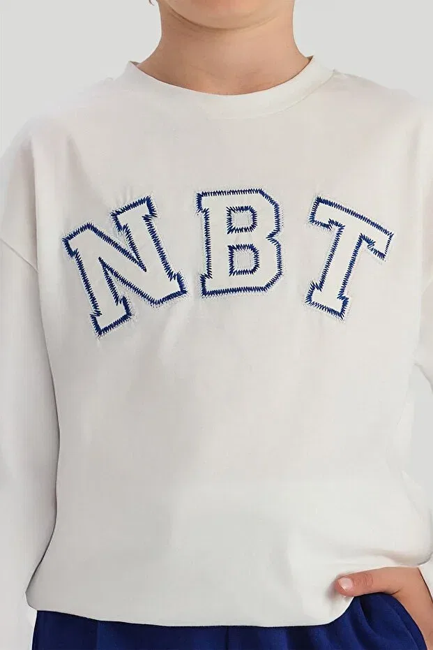 Детская футболка с длинным рукавом с принтом Nebbati, White — фото 3