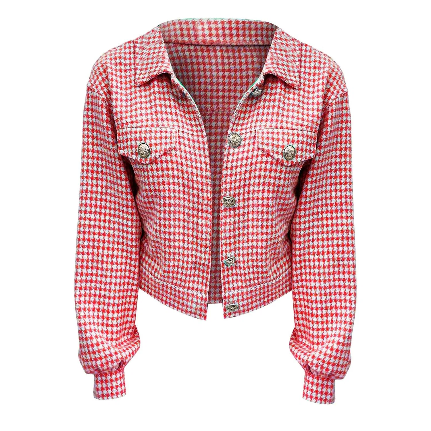 Женская легкая куртка slim fit с принтом, модель Uk Elegante, Rosso — фото 4