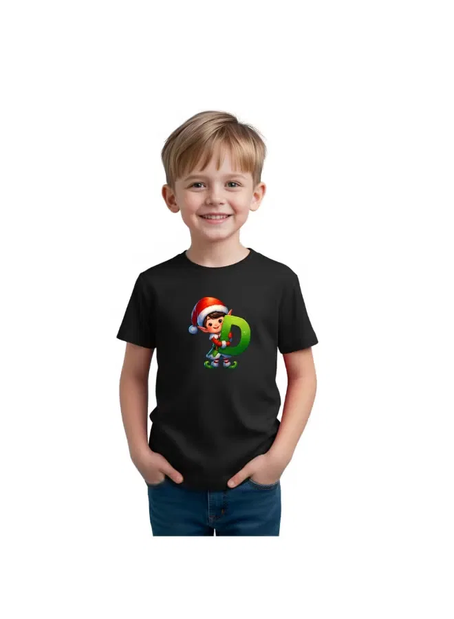 Футболка с новогодним принтом и монограммой унисекс детская Printshop4Me, черный