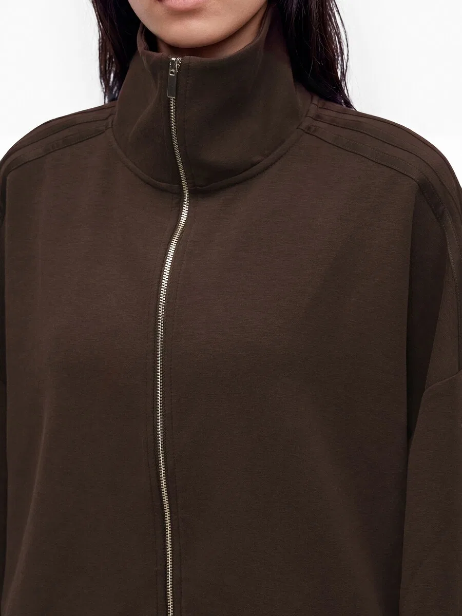 Толстовка на молнии ADIDAS ORIGINALS 'Full Zip Sweatshirt Long' в шоколадном цвете — фото 3