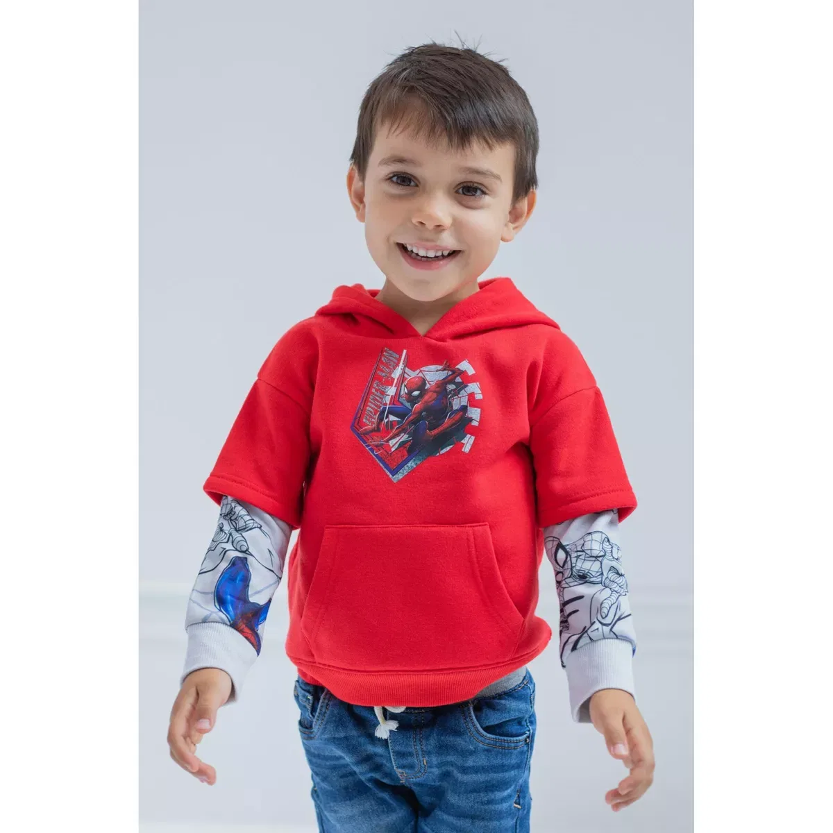 Детское худи с длинным рукавом Marvel Spider-Man Fleece Hangdown Hoodie, Red — фото 4