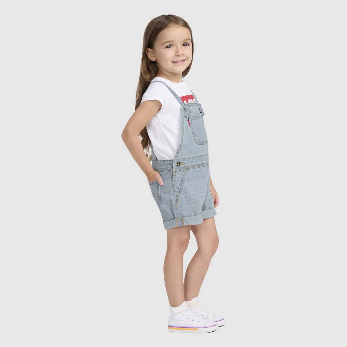 Комбинезон с завязками для девочек 2-4 лет Levi's, Day Off - Light Wash — фото 3