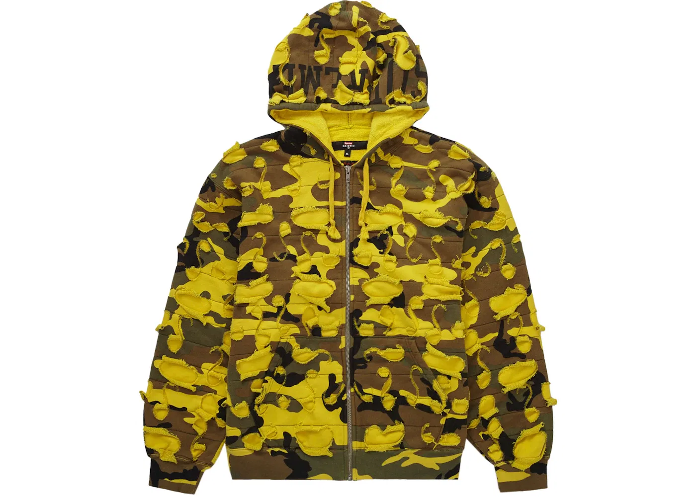 Мужская худи на молнии с принтом Supreme Griffin Zip Up Hooded Sweatshirt, Yellow Camo