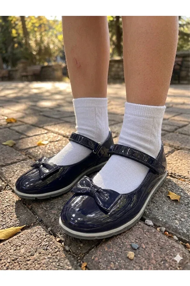Детские балетки для девочек с бантом Nuh Kids, Navy Blue