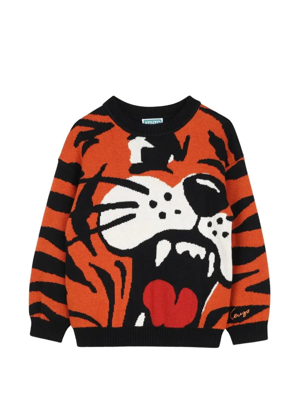 Свитер вязки интарсия Kenzo Kids, оранжевый