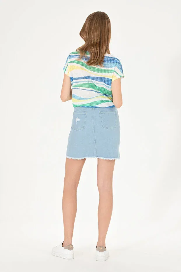 Женская мини-юбка из денима A-line U.S. Polo Assn., Light Blue — фото 4