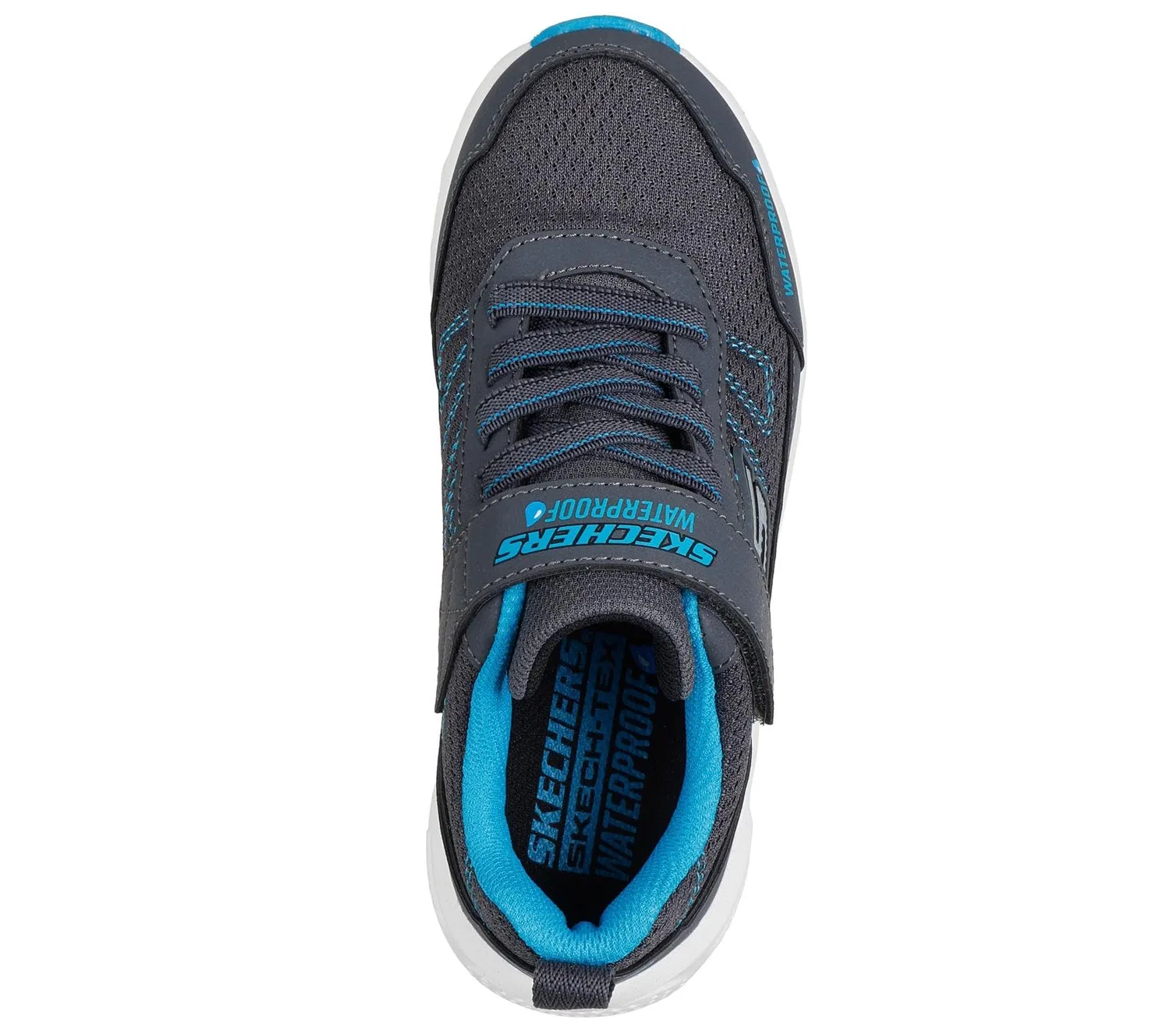 Детские кроссовки для мальчиков водонепроницаемые Skechers Elite Sport Tread Aquavek Skechers, Gray Synthetic Textile Blue Trim — фото 3
