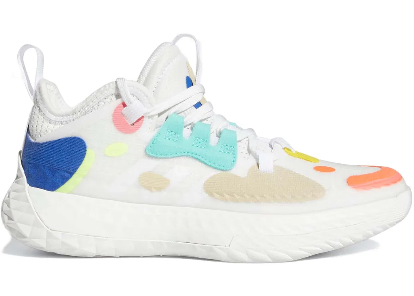 Детские баскетбольные кроссовки с принтом Adidas Harden Vol. 5, Crystal White/Cloud White/Royal Blue