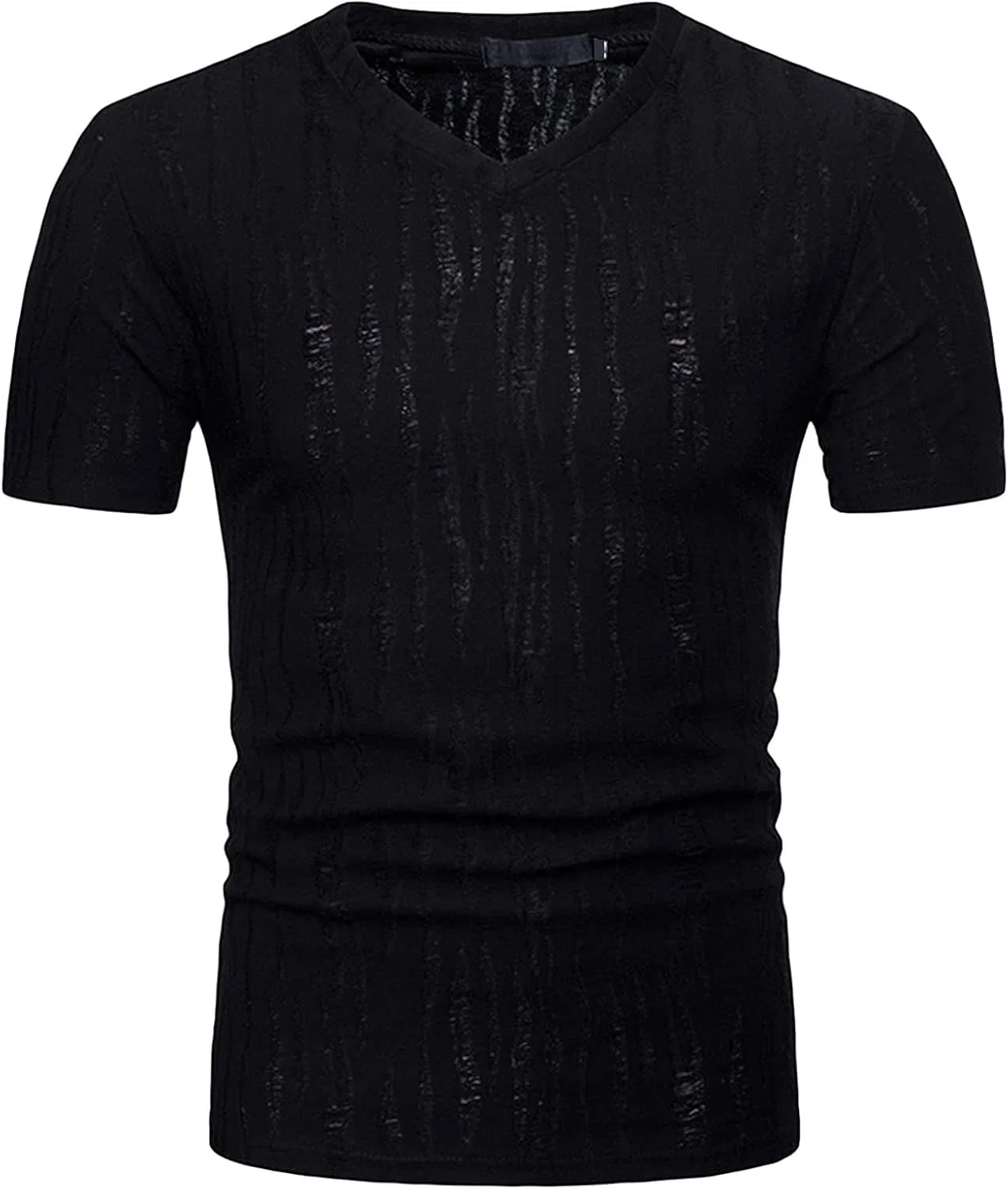 Мужская футболка с V-образным вырезом Henley, Black