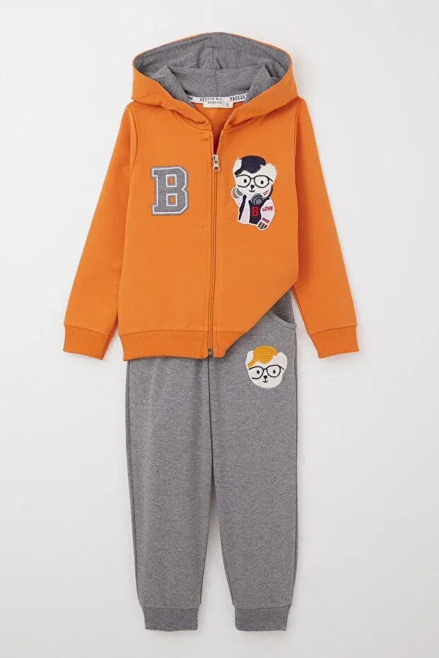 Детский спортивный комплект для мальчиков с принтом Cool Teddy Bear Embroidery Breeze, Mustard Yellow