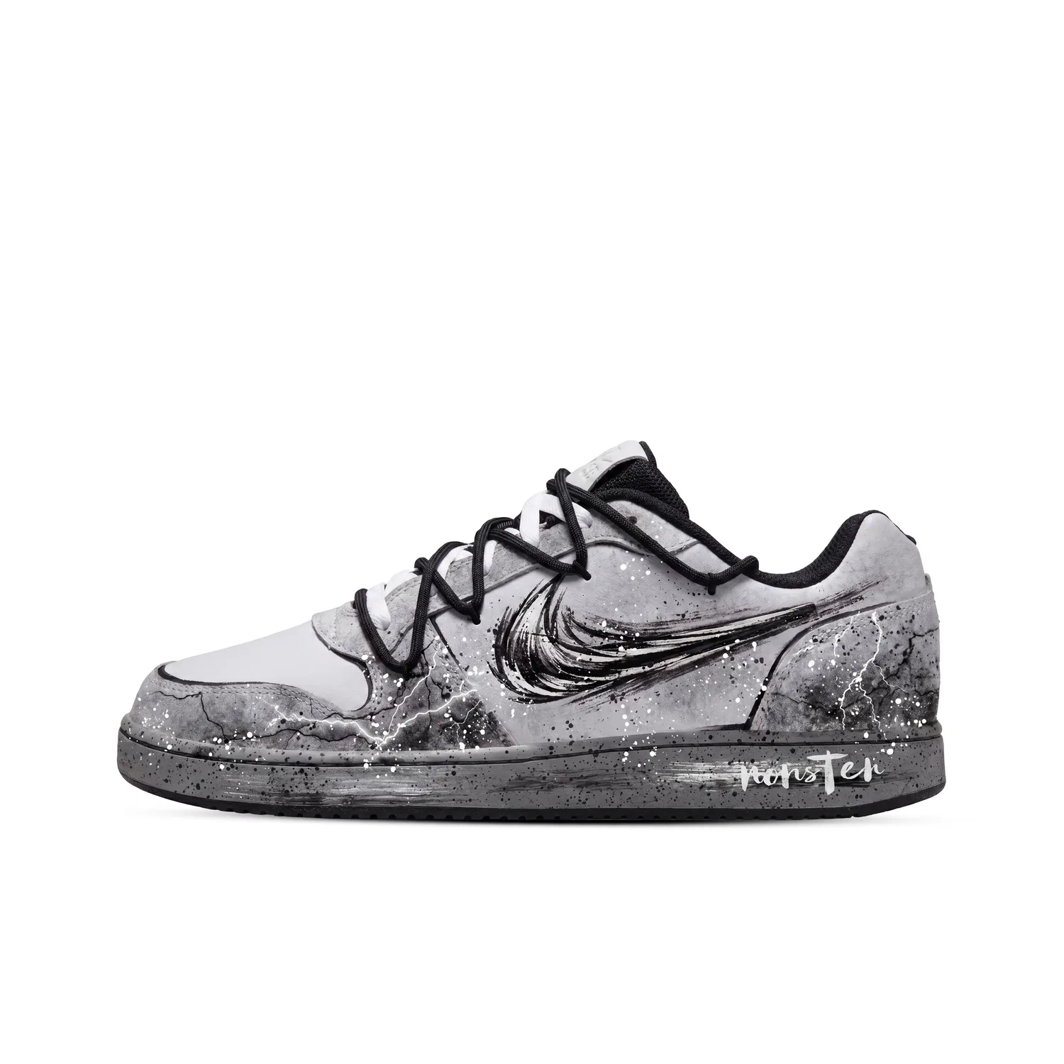 Детские кроссовки для скейтбординга низкие Nike EBERNON, Black White Gray (Special Shopping Bag) — фото 3