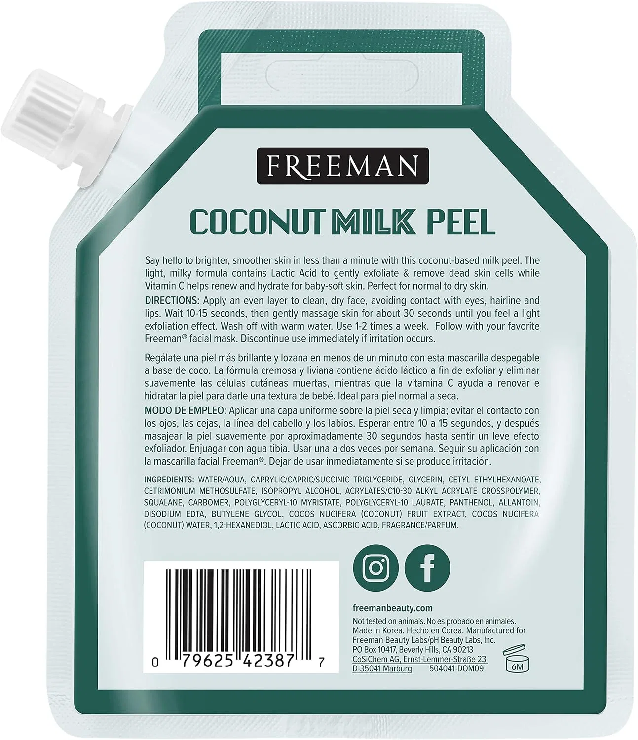 Скраб для лица Freeman Coconut Milk 1 Minute Skin Peel, 35 мл — фото 2