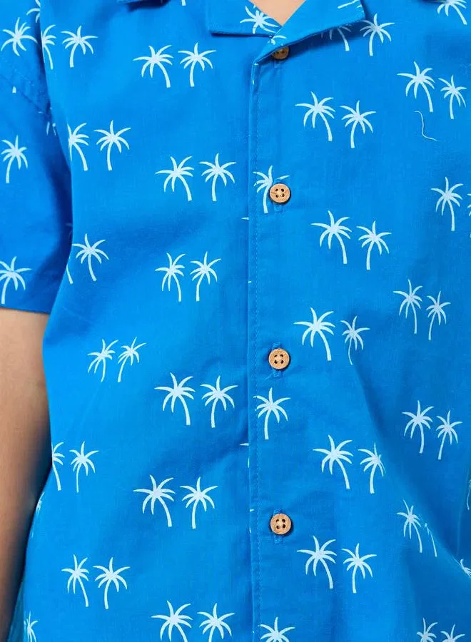 Рубашка с принтом пальм хлопковая Boys Palm Print Styli, синий — фото 2
