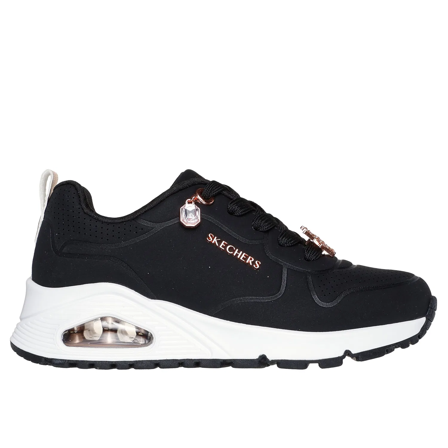 Детские кроссовки на платформе Skechers, Black/Rose Gold — фото 4