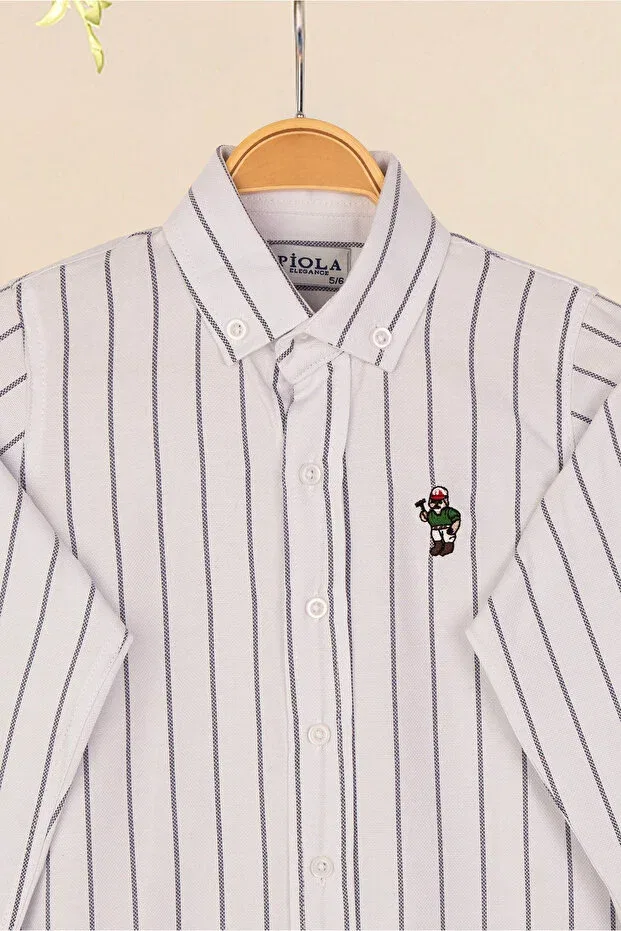 Детская рубашка для мальчиков с длинным рукавом Piola Club, White