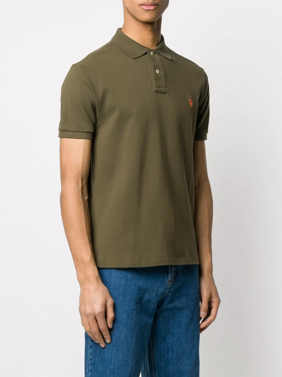 Polo Ralph Lauren Рубашка-поло из хлопкового пике, зеленая — фото 4