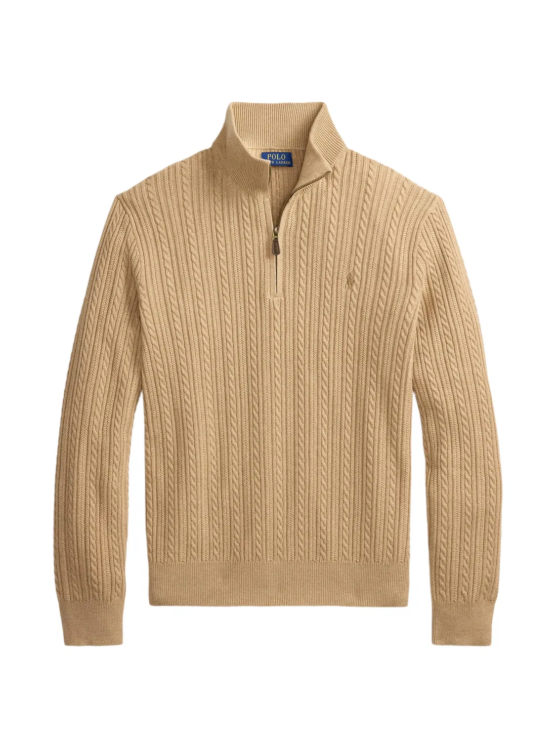 Хлопковый свитер с частичной молнией бежевый Polo Ralph Lauren, нейтральные