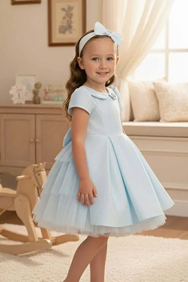 Детское платье вечернее с коротким рукавом Pamina, Blue