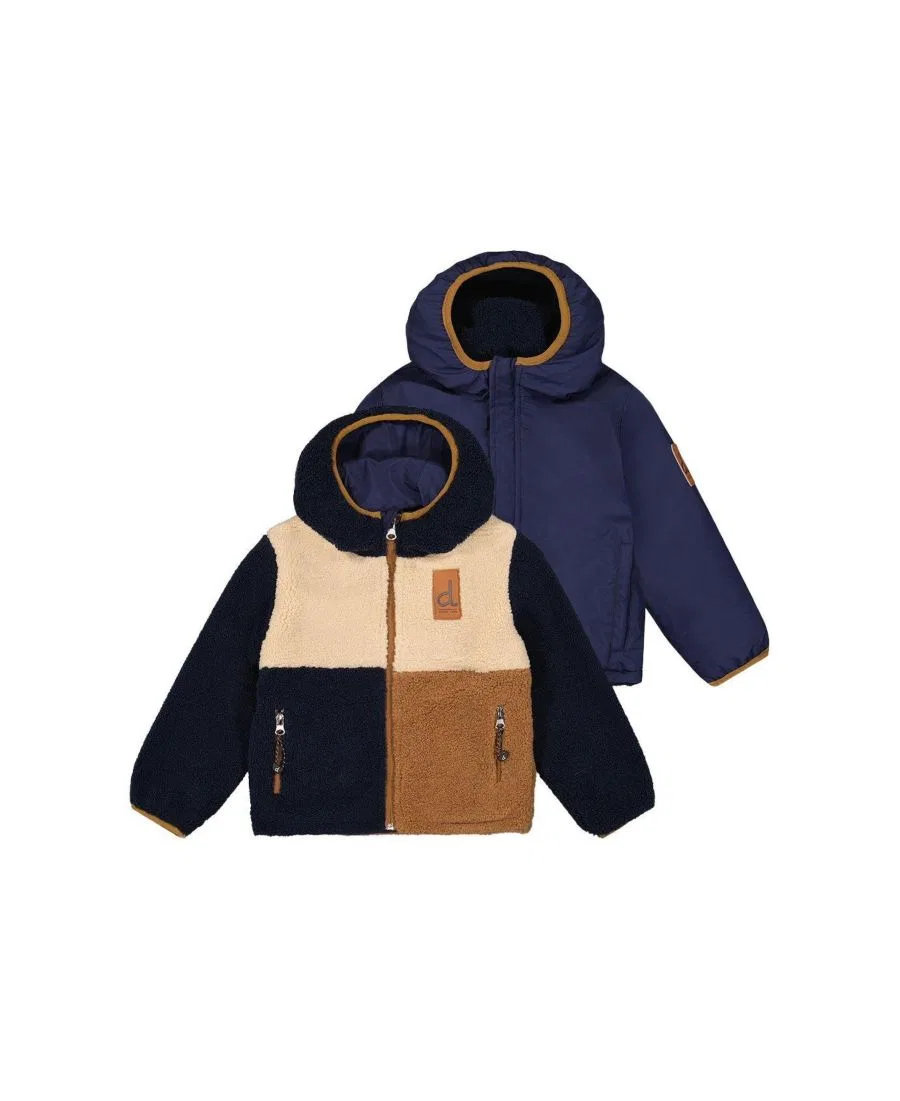 Детская куртка-дождевик двусторонняя с капюшоном, модель Reversible Mid-Season Deux par Deux, Dark Blue And Brown