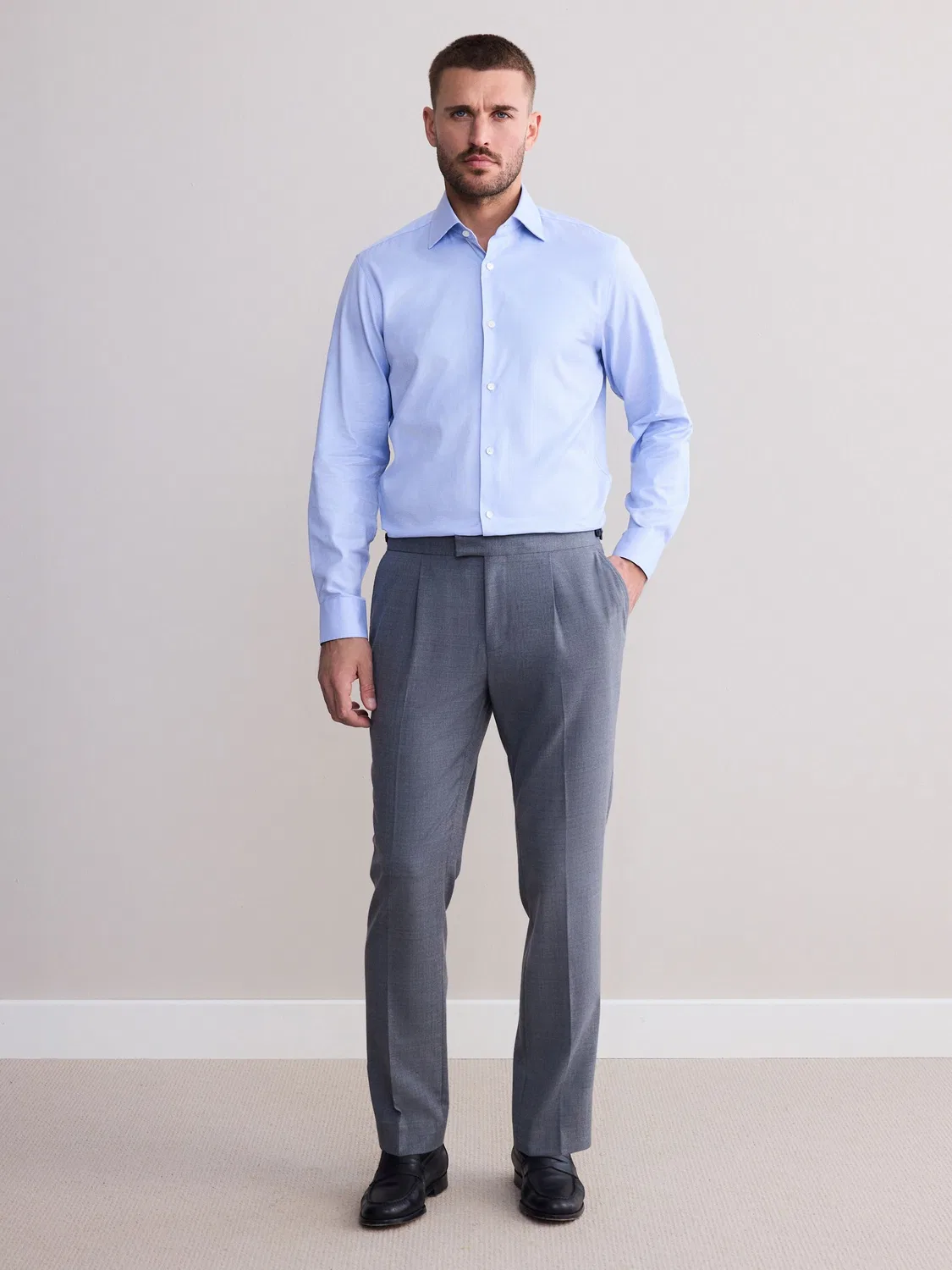 Рубашка с текстурой, Slim Fit, Signature Next, синяя — фото 2
